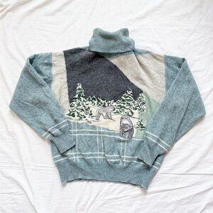 Vintage Italian Blue Bear Sweater Winter